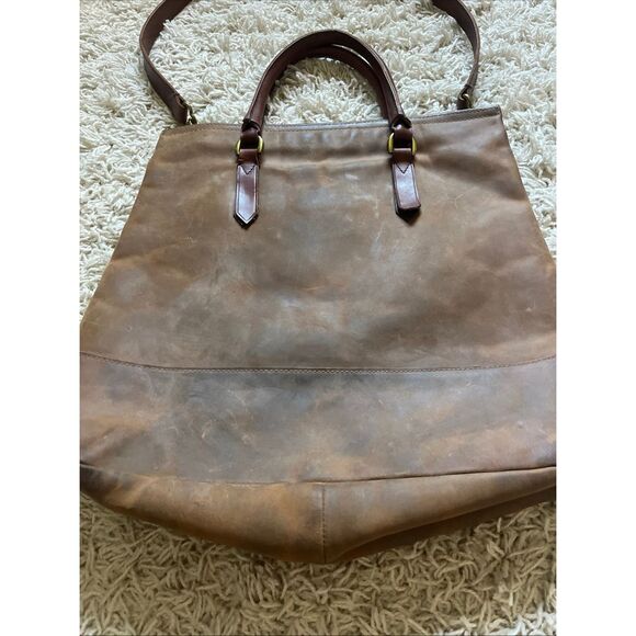 Beautiful Madewell Medium Rustic Brown Transport Tote Soft Saddle Leather - Picture 4 of 15